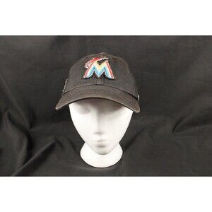 '47 Miami Marlins Black Trucker Mesh Cap Old Logo Distressed Snap back